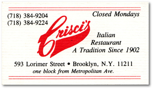 Crisci's Business Card